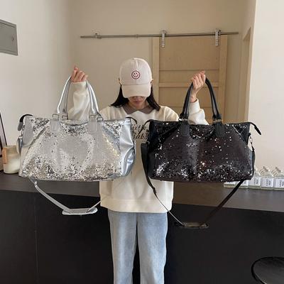Women's Sequin Style Traveling Personalized Style Reflective Portable Shoes Warehouse Travel Bag Home Seasonal Storage Bag