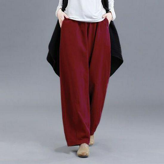 

Women s High-Waist Linen Wide-Leg Pants - Retro Style Casual Spring Drape Loose Fit M fits 52.5-60 kg