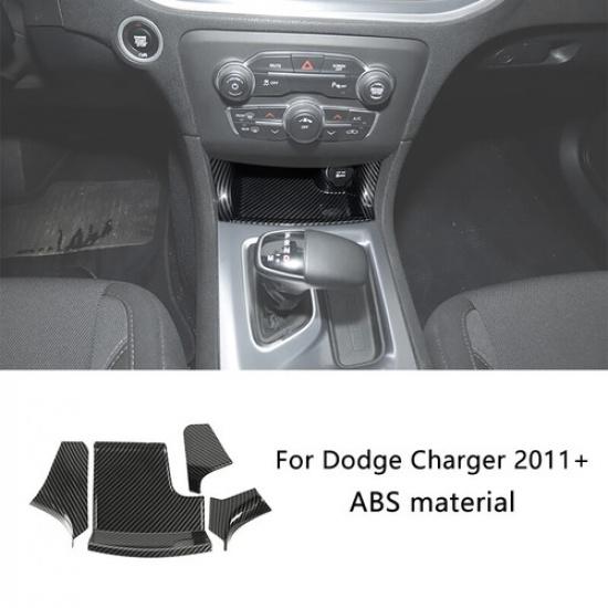 Center Gear Shifter Storage Box Decor Cover Trim for Dodge Charger Carbon Fiber