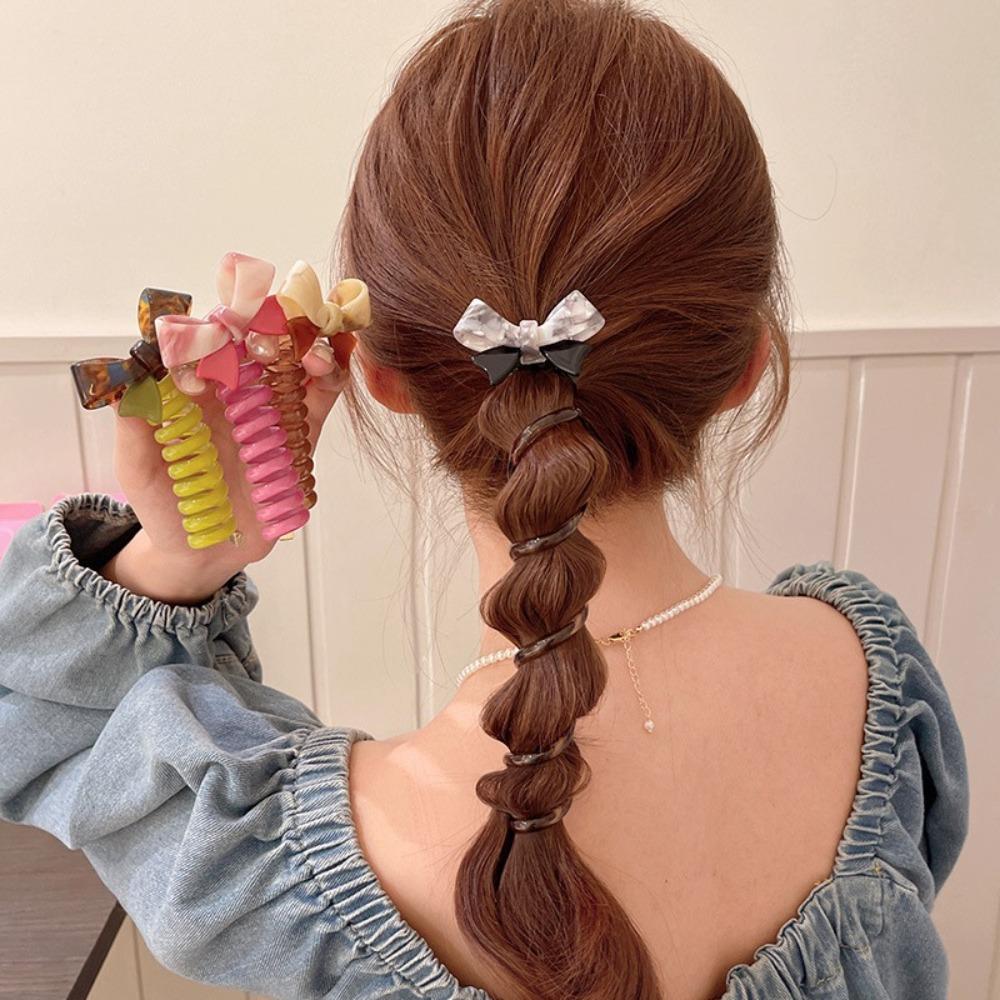 

Конфетный цвет телефонная проволока веревка для волос смоляная кривая петля для волос сладкая пузырчатая коса резинка для волос для девочек кофейный