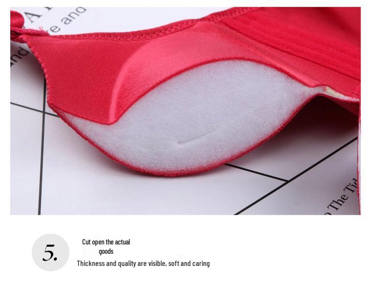 Thickened Seamless 8cm Bust Gathering Bra Set: Adjustable, Wire-free, Side Bust Control