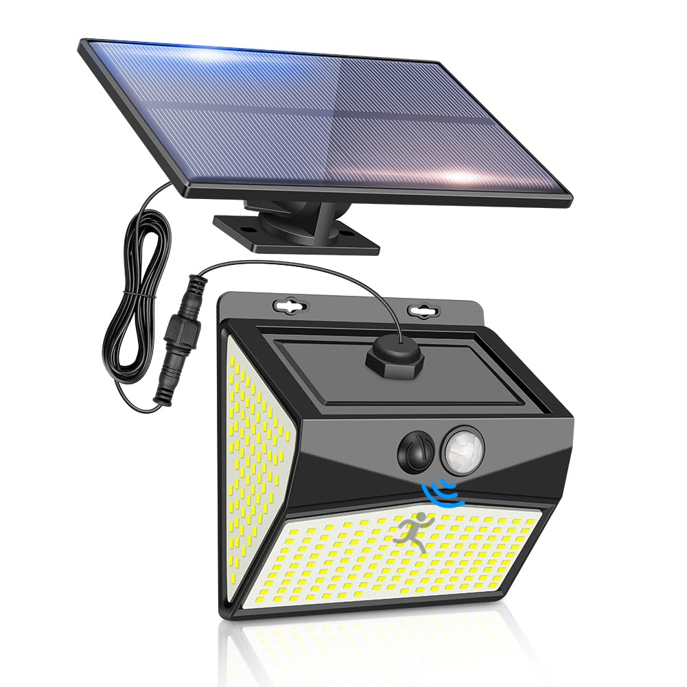 

UniqueFire Outdoor Waterproof Solar Light [Separate Type] with Motion Sensor. Equipped with 294 Ultra-Bright LEDs, this garden light features 5