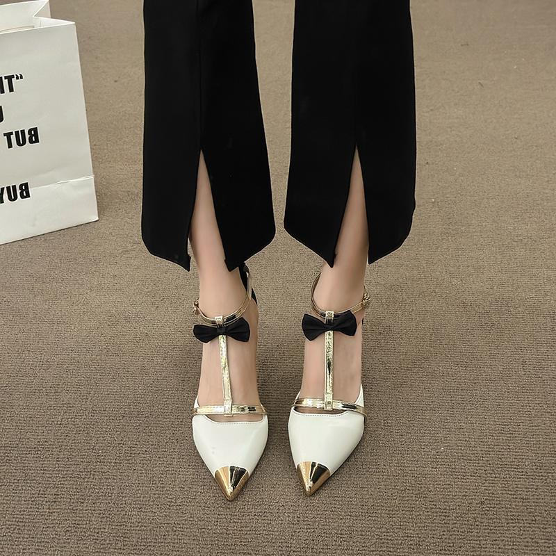 Fashion 2025 Spring and Summer New Fairy Wind Beautiful Matching Color High Heels Female Bow Thin Heel Sexy Bun Head Hollow Sandals