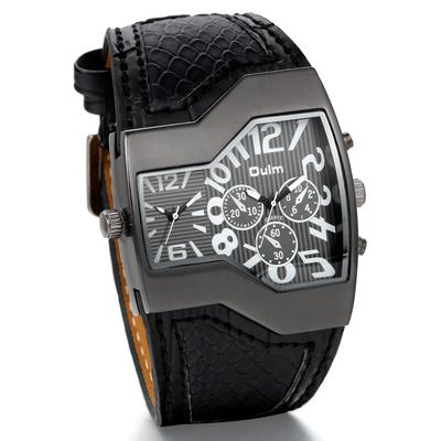 Herren-Sportuhr mit Lederarmband, japanischem Quarzwerk, Dualzeitfunktion, wasserdicht und modischen Accessoires.