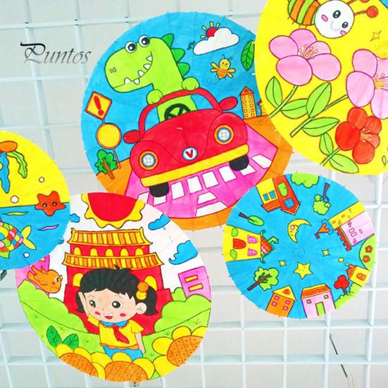27/41CM DIY Hand-Painting Paper Umbrella Chinese Style Decorative Oil-paper Umbrella with Wooden Handle Kids Coloring Oriental Umbrella Crafts