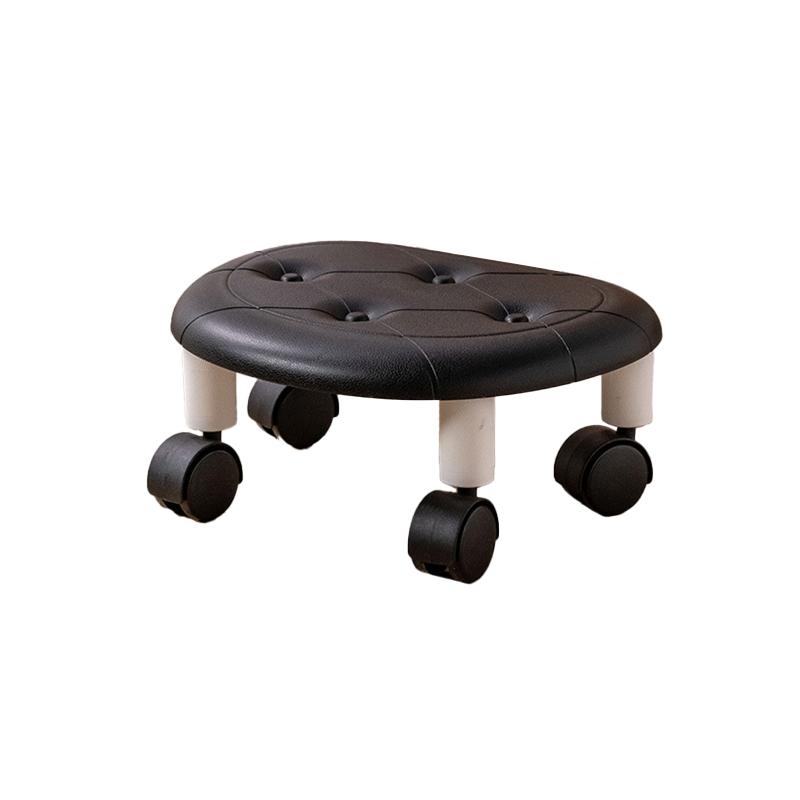 1PC with Wheels for Household Living Imitation Leather Portable Small Stool Universal Wheel Pulley Low Stool Silent Mobile