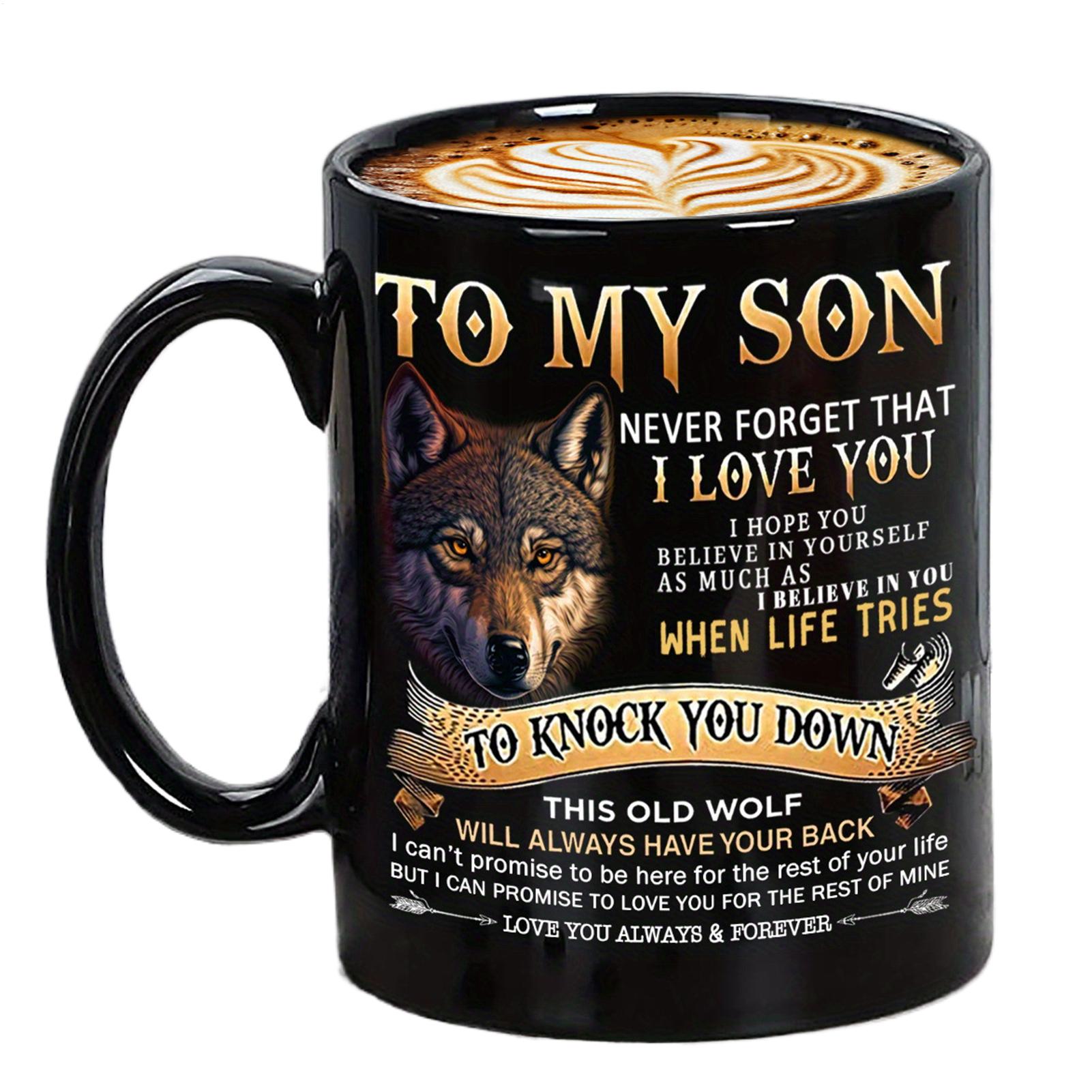 To My Son Mug 330ml Ceramic Classic Dining Mug Family Coffee Mug Father To Son Gift Black Ceramic Cup For Birthday Party 330ml