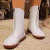 Vinterplysj varm og mote håndsydd såle lange støvler Store myk bunn ensfarget lange støvler for kvinner