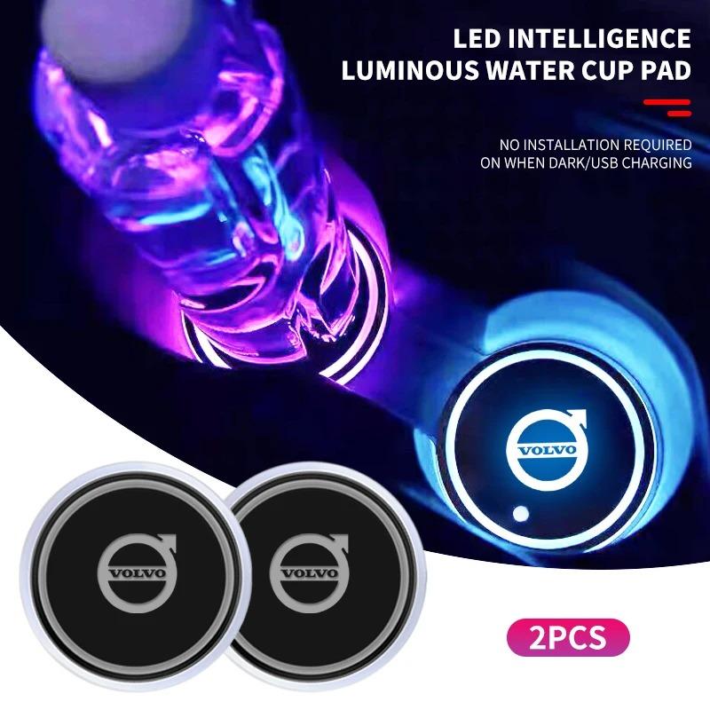 Luce LED per Portabicchieri Auto Sottobicchieri per Auto Bottiglia Luce d'Atmosfera Tappetini per Volvo V60 V40 XC90 XC40 S60 XC60 V70 S90 V90 Accessori