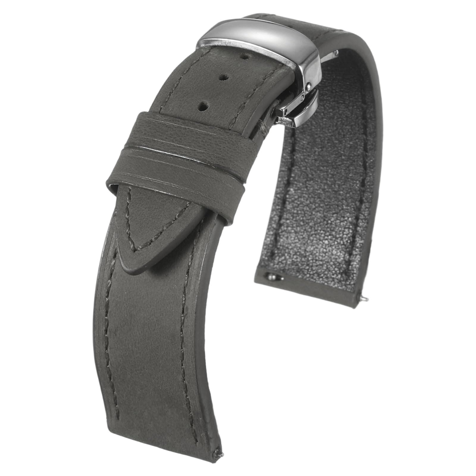 [uxcell] 20mm Leather Watch Band Vintage Watch Strap Quick Release Wrist Band Replacement Band Stainless Steel Butterfly Buckle Men s Women s Unisex