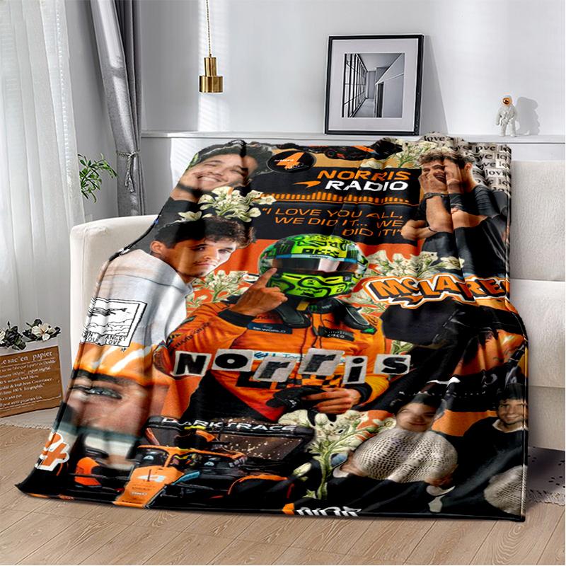 3D Landos Norris F1 Racer Soft Plush Blanket,Flannel Blanket Throw Blanket for Living Room Bedroom Bed Sofa Picnic Cover Gift