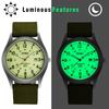 Men's Antique-Style Calendar Watch, Waterproof: Luminous Analog Display, Simple and Stylish Sports Watch, 1224 Quartz Movement, Nylon Strap, Green,