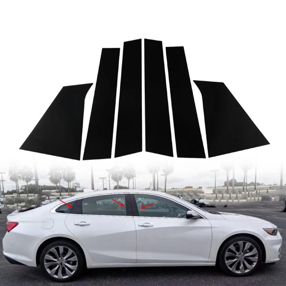 6Pcs Car Window Pillar Posts Door Trims Cover Decoration Sticker for Chevrolet Malibu 2016 2017 2018 2019 2020 2021 Glossy Black