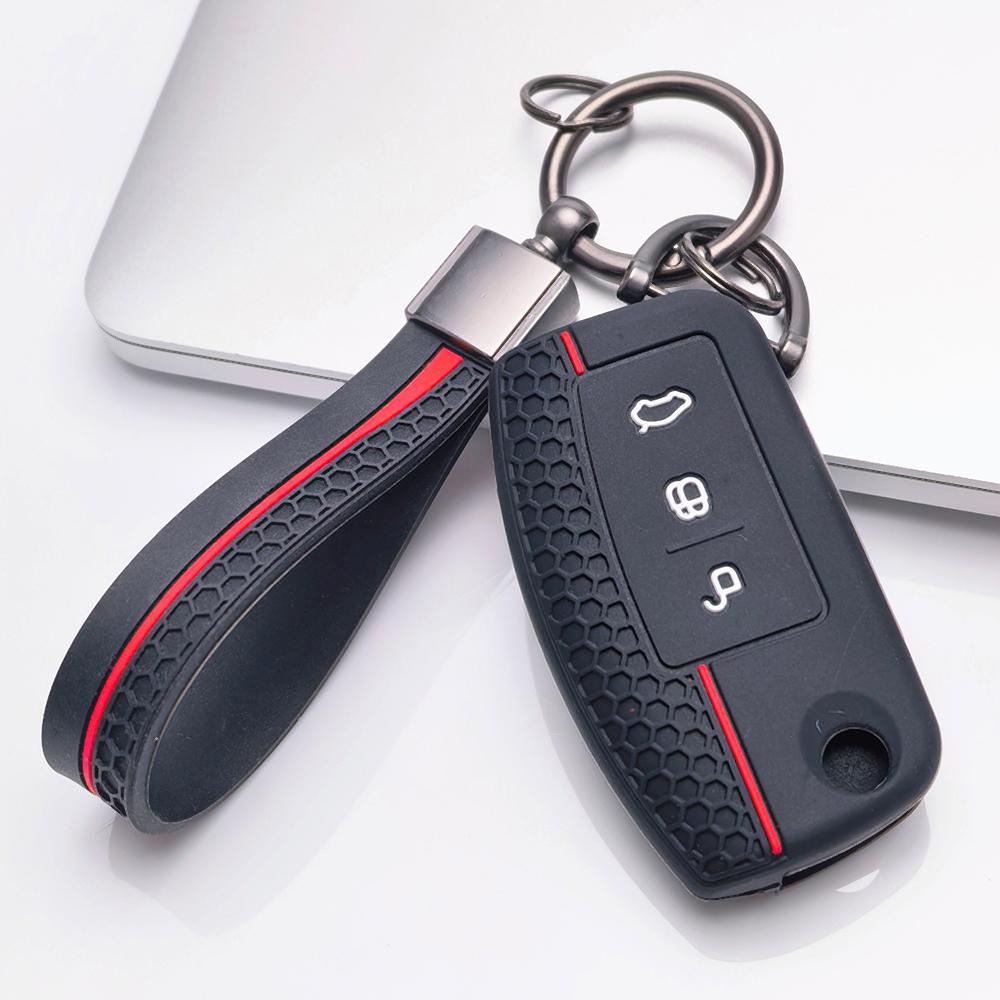 Silicone Key Cover Keychain for Ford 3 Button Flip Key Anti-Scratch Protective, Fits Ford Focus Mondeo Fiesta C-Max Galaxy Kuga Anti-Scratch Against