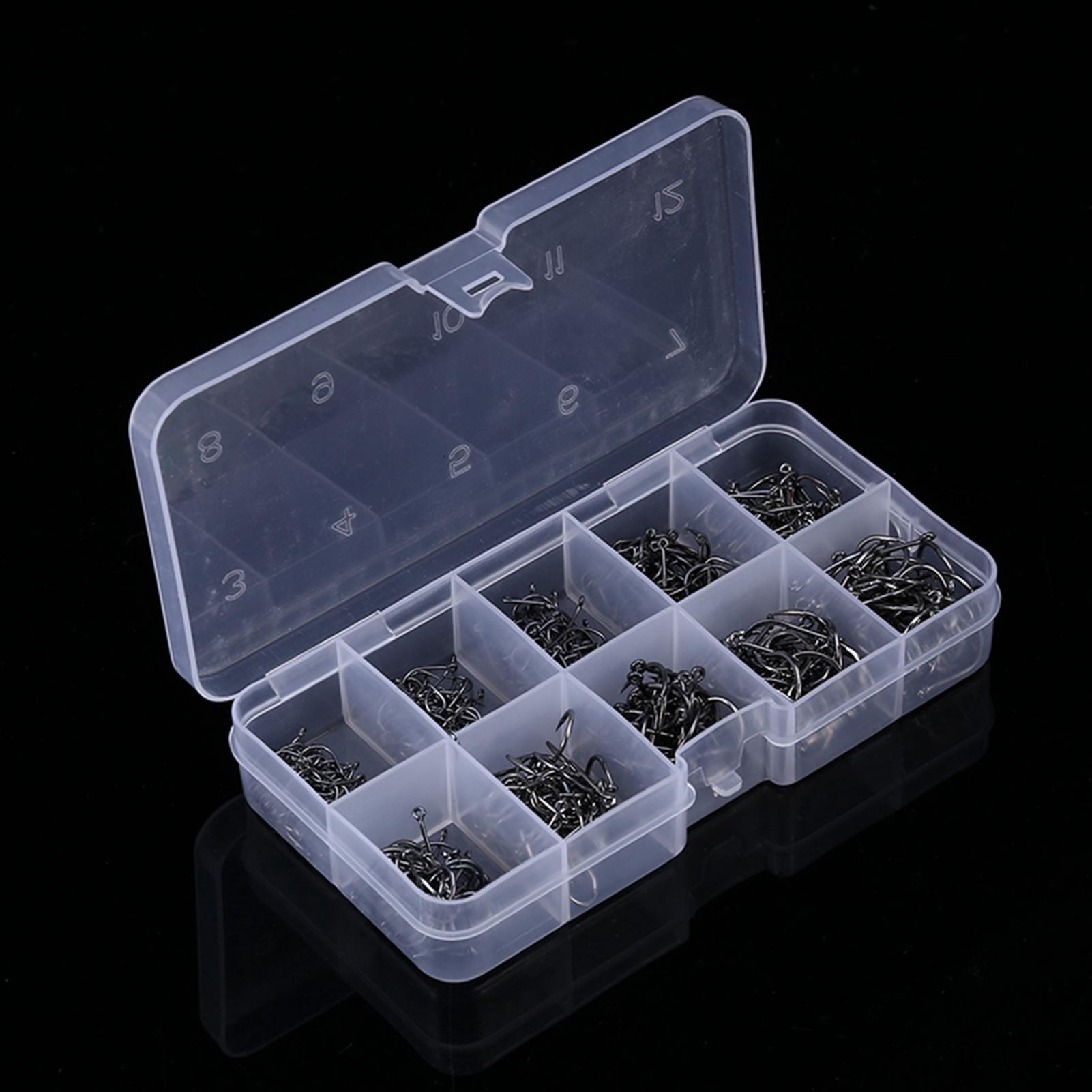 

Fish Hooks Kit, 500pcs Carbon Steel Fishing Hooks Treble Hooks Kit Fishing Fish Jig Hooks with Tackle Box 3-12# Assorted Sizes