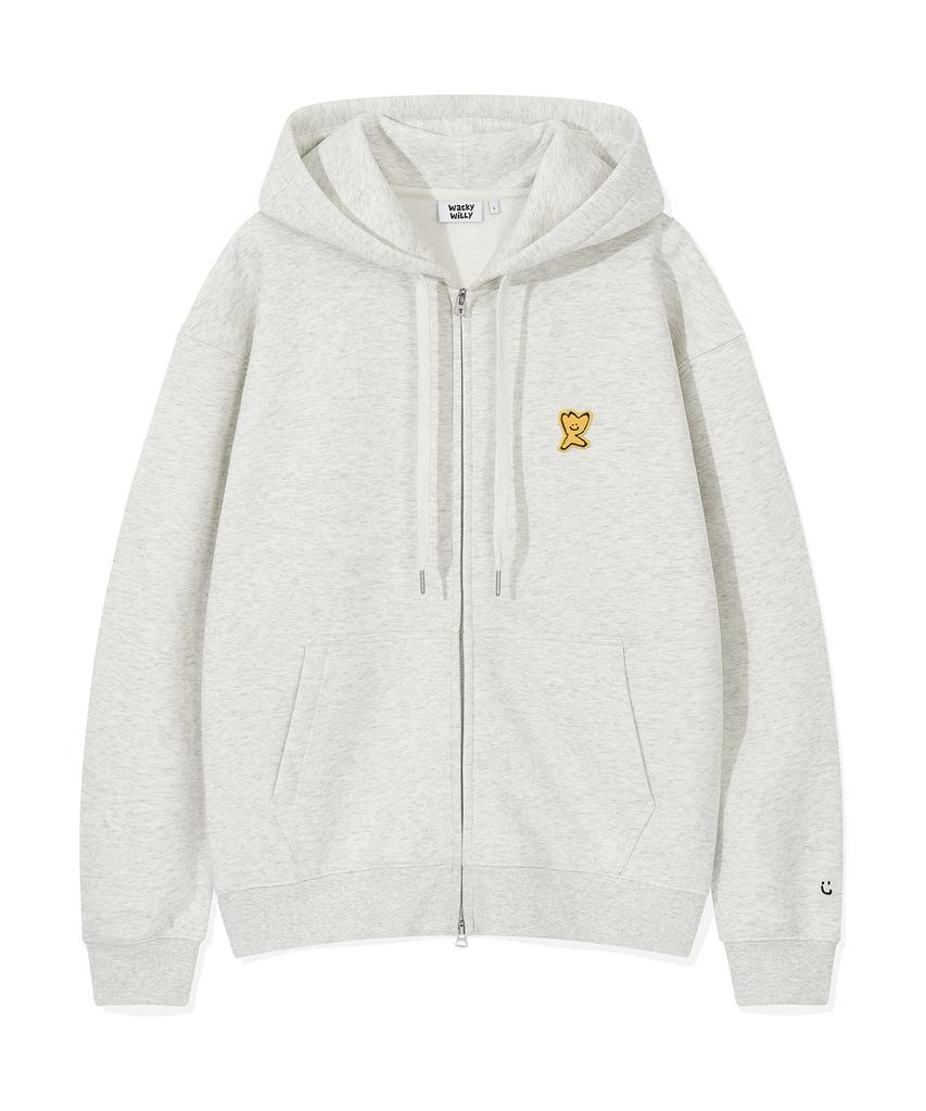 Wacky Willy Logo Wappen Fleece Zip-Up Hoodie Oatmeal