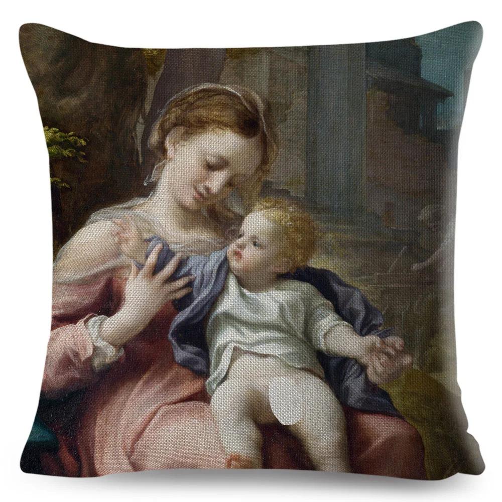 Vintage Style Woman Cushion Cover Decor Europe Lady Girl Print Pillowcase 45*45Cm Polyester Pillow Case For Sofa Home Car
