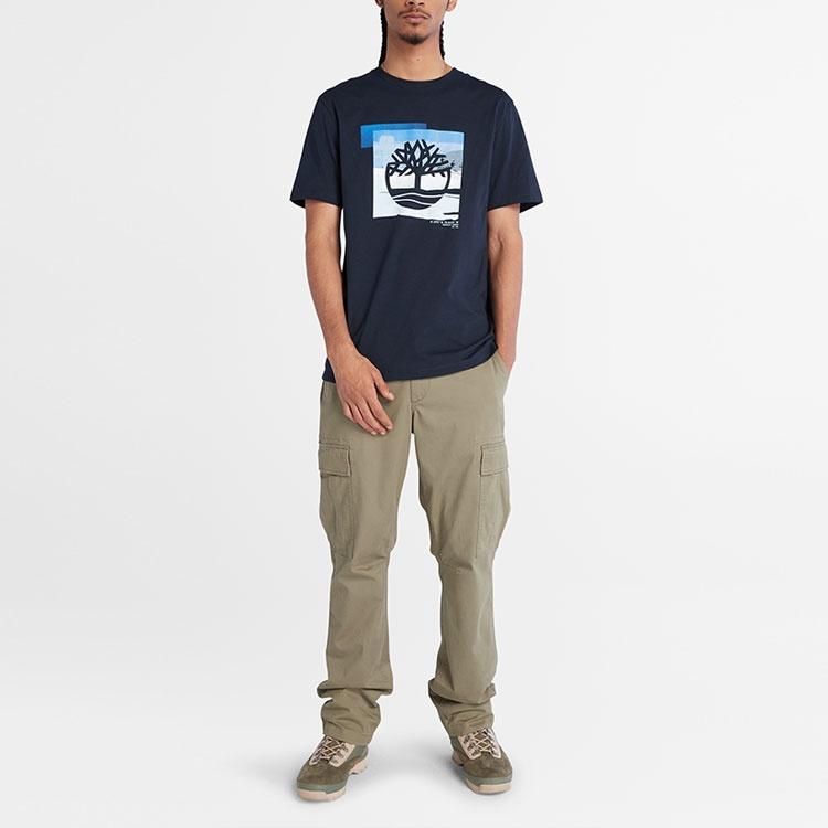 Timberland Drop Shoulder Sleeve T Shirt Men's Dark Sapphire A6QVZ-433