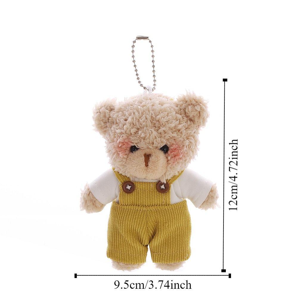 Kawaii Cute Cartoon Little Bear Keychain Soft Stuffed Wear Clothes Bear Little Bear 12cm Creative Keychain Couple