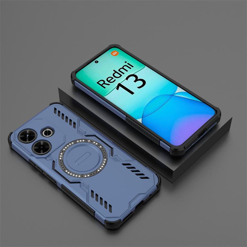 For Xiaomi Poco M6 Case For Poco M6 4G Shockproof Anti-knock Magnetic Adsorption Wireless Charge Back Cover For Poco M6 Case