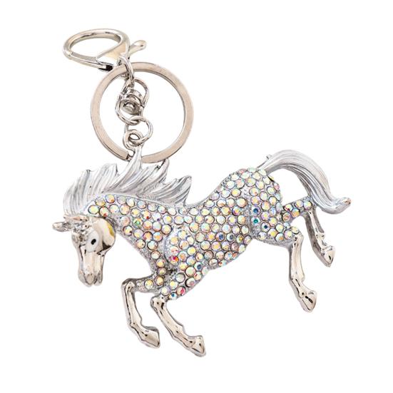 Keychain Pendant Sparkling Rhinestones Horse Design Metal Keyring Decorative Key Holder Bag Decoration