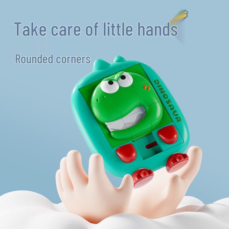 3D Cartoon Animal Sliding Puzzle: Dinosaur & Duck Educational Toy for Kids