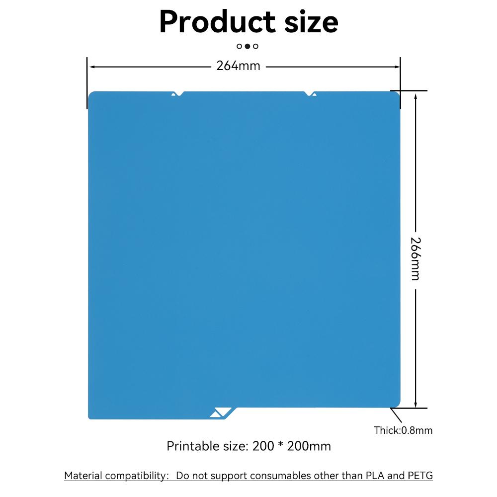 For Kobra S1 Cool Plate Build Plate Double-Sided Plate Spring Steel Sheet 266x264mm For Anycubic Kobra S1 Heat Bed 3D Printer