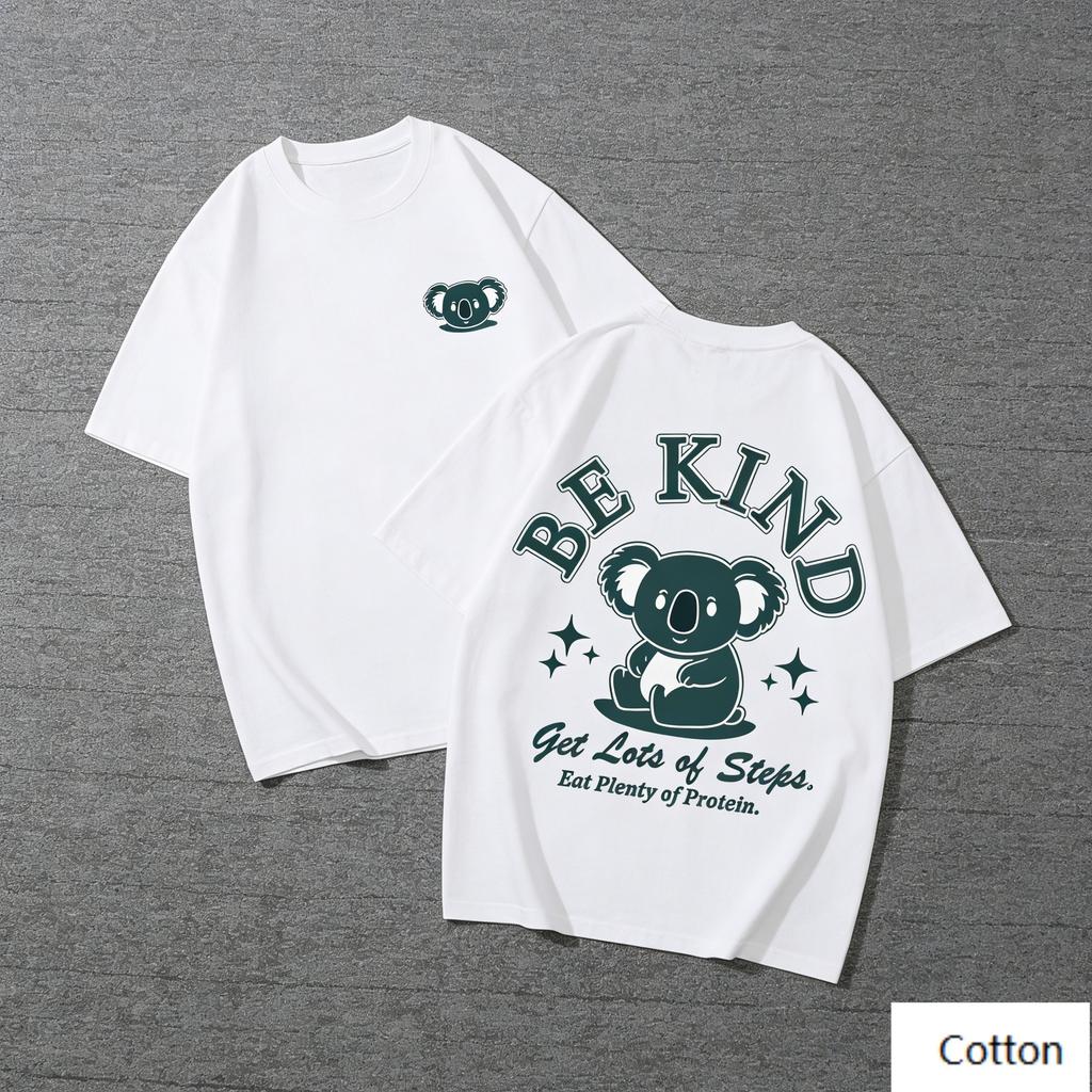 Cute Cartoon Raccoon Be Kind Print Cotton T Shirt Unisex Women Retro Streetwear Loose Casual Tee