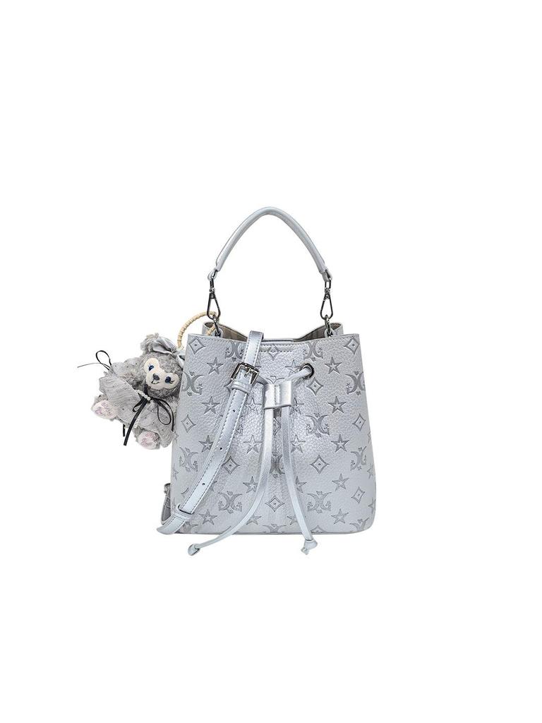 Women's Large Capacity Single Shoulder Bucket Bag with Inner Lining, Compartment Organizer, and Zippered Middle Section.