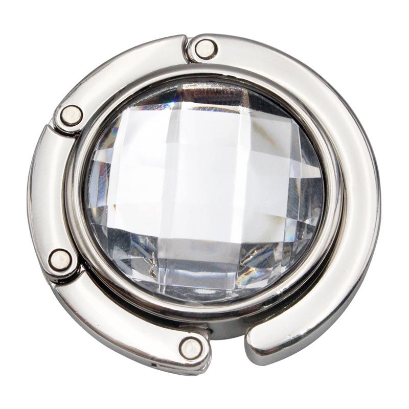 Multifaceted Crystal Round Acrylic Handbag Hook - Folding Table-Edge Hanger, Multi-Color