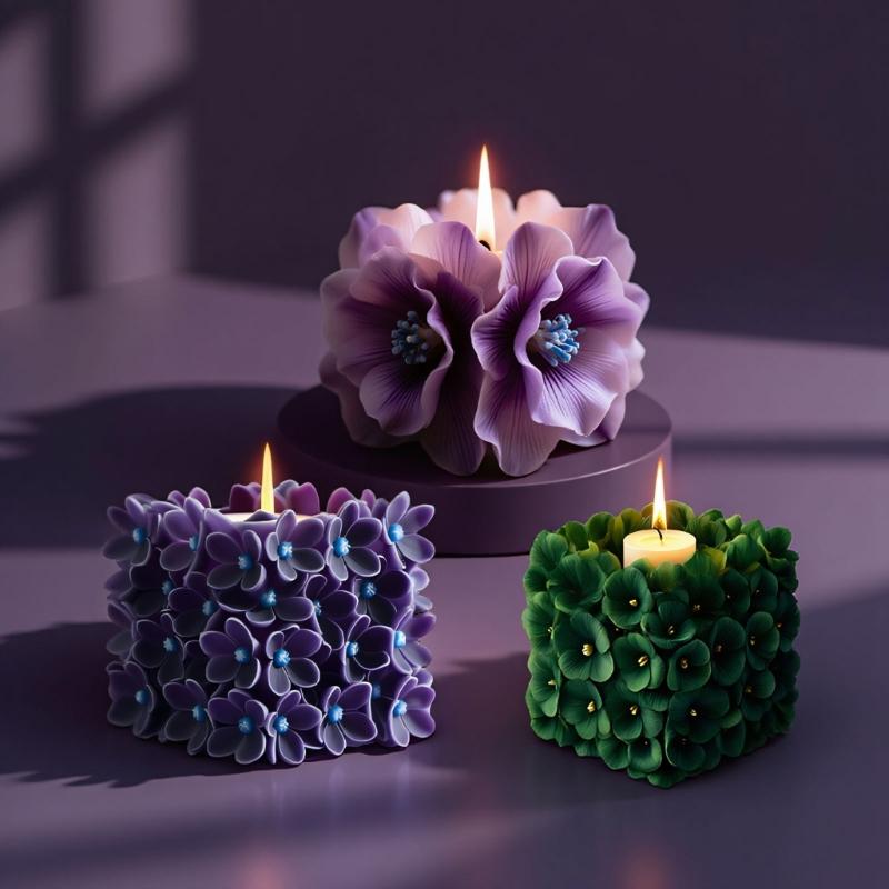 Square Flower Silicone Molds Heat Resistant Easy Demold Multipurpose Silicone Mould for Epoxy Resin Making Candle Soap