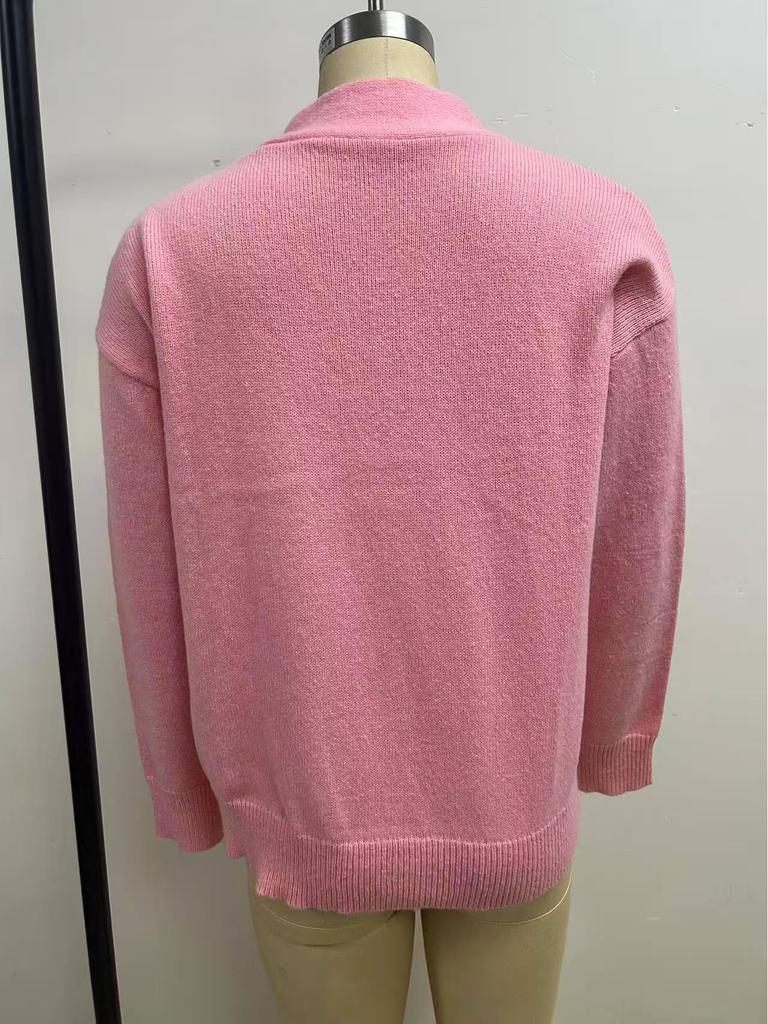 2025 V-Neck Loose Knit Sweater: Women's Casual Solid Color Fashion for Autumn/Winter