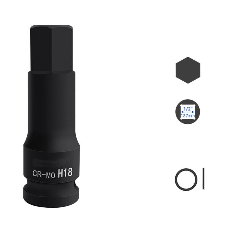 Durability 22mm Hex Impact Bit Socket 1/2Inch Drive Chrome Molybdenum Steel for High Torques Applications for Mechanics