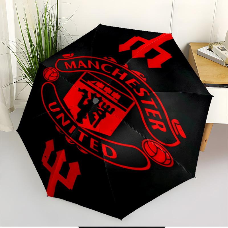 Football United F.C Print Automatic Open Close Umbrella, Portable Foldable Umbrella, for Outdoor Commute Camping Trip, Ideal Birthday Gift