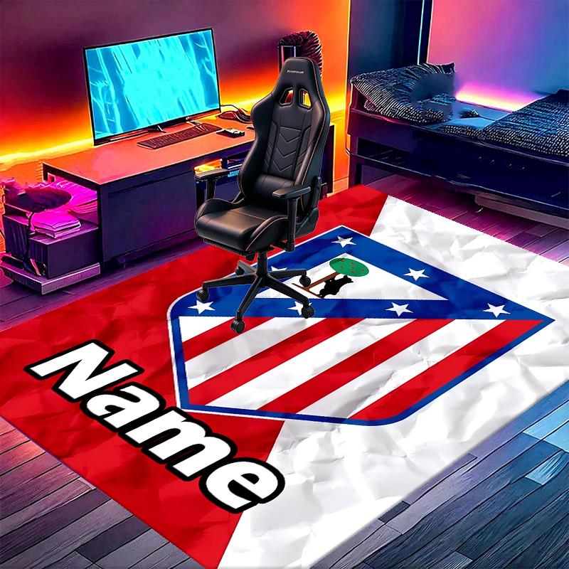 Custom Name Personalized Atletico Madrid Print Carpet, Versatile Home Decor Rug, for Playroom, Apartment, Balcony, Entryway, Hallway Gift