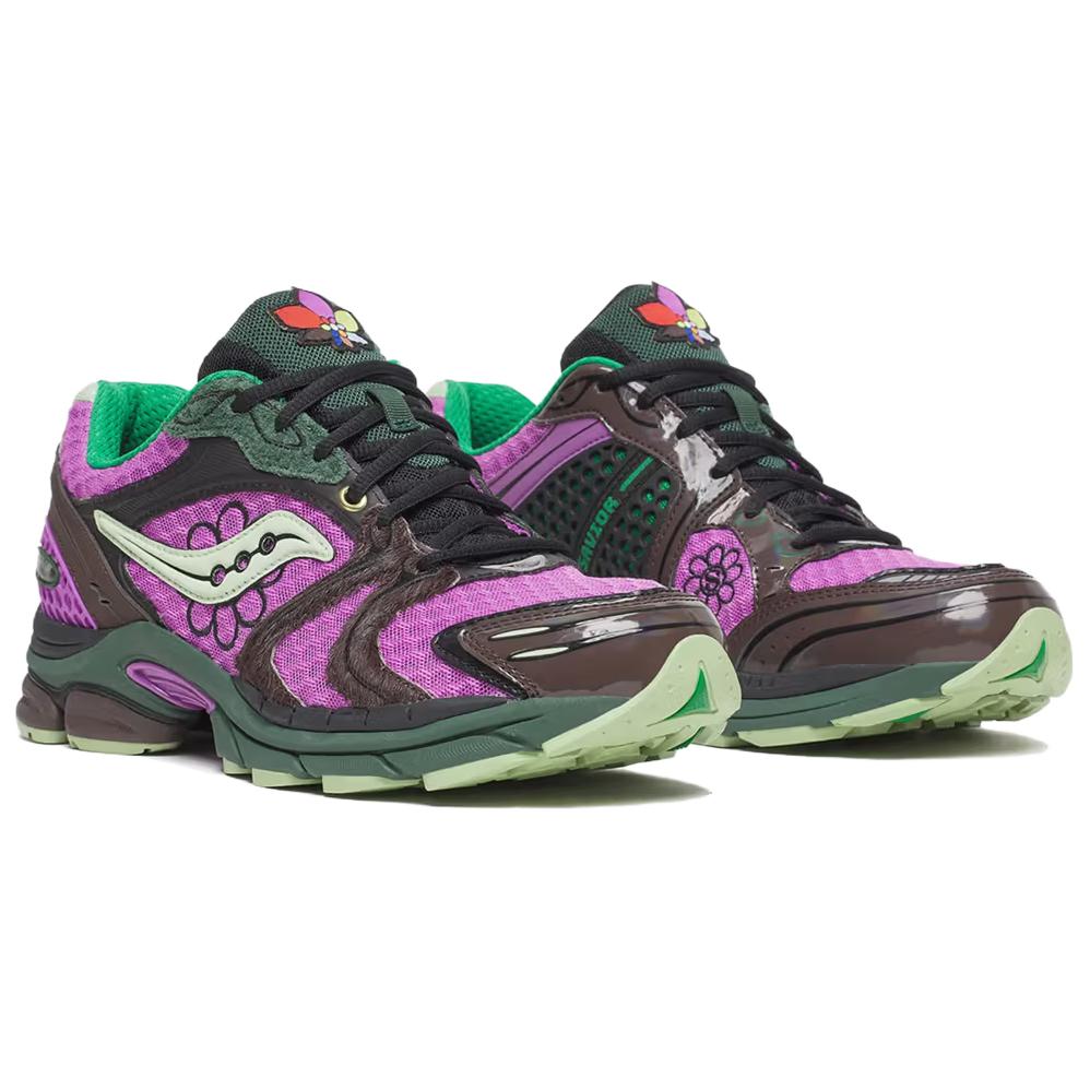 Jae Tips x Saucony ProGrid Triumph 4 Flowers Pack - Violett Unisex Sneaker Lila Erde S70966-3