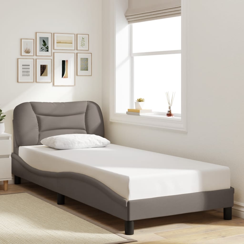 Vidaxl Rama Łóżka Z Diodami Led Bez Materaca Taupe 90X200 Cm Tkanina