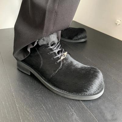 Top Quality Genuine Leather Mens Derby Shoes 2026 Round Toe Ladies Shoes Horse Hair Boots Autumn Leisure Shoes Zapatos De Hombre
