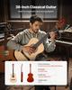 Classical Guitar, 960 mm, Wood Classical Guitar Starter Kit for Beginners, with Nylon Strings, Gig Bag, Strap, Tuner, Extra Strings, Picks, Capo,