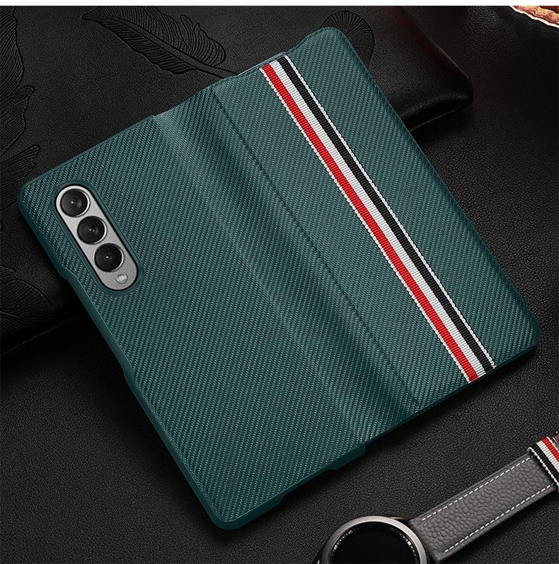 Applicable To Samsung ZFold3 Mobile Phone Case Ultra-thin Carbon Fiber Kevlar Flip Leather Case Limited Edition W22 Protective Case