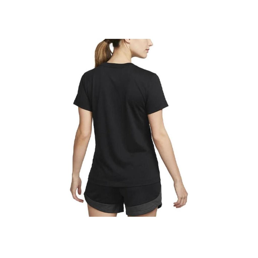 Nike Dri-Fit Park Large Logo Crew Neck T-Shirt Women Tops Black CW6967-010