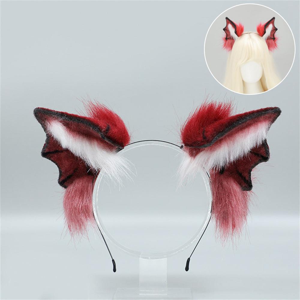 Halloween Fluffy Bat Wing Hairband Demon Cosplay Prop Subculture Animal Beast Ear Gothicism Headpiece Role Playing Headgear