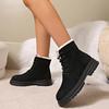 Fashion Women's Thicken Warm Long Plush Ankle Boots Winter 2024 Lace Up Square Heels Snow Boots Women Platform Motorcycle Botas Shoes 42