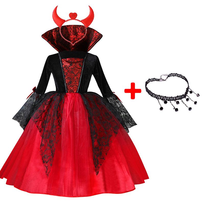Mädchen Cosplay Vampir Halloween Kleid für Kinder Geisterbraut Gothic Kostüm Graf Vampiran Karneval Outfit Schwarz Rot Kleidung 110cm black