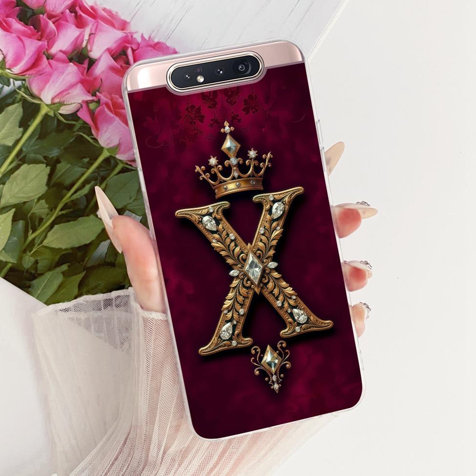 

Transparent For Samsung A80 A805F A805X A805N Cover For Samsung Galaxy A80 Case Luxury Crown A-Z Letters 2D Flat Pattern Samsung A80