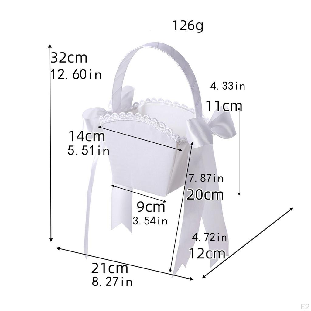 Flower Basket for Wedding with Handle And Ribbons, Gift Girl Bridesmaid