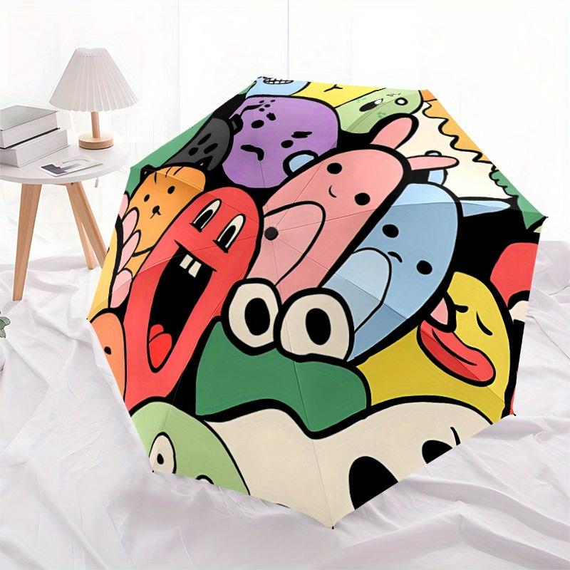 1pc Cartoon Characters Automatic Folding Umbrella, Portable & Foldable Design with 8 Ribs, Casual Outdoor Accessory yy250805047
