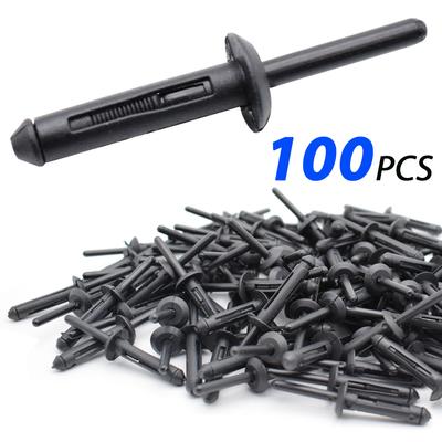 100Pcs Nylon Rivet Clip Fastener Bumper Ford GM For Chrysler Jeep Wrangler JK Dodge Avenger Auto Retainer Car Accessories