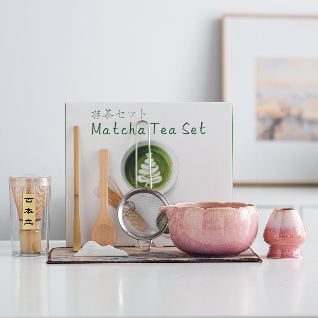 4/8PCS Japanese Matcha Tea Set with Bamboo Whisk Holder Matcha Brush Teaspoon for Tea Lovers Tea-Making Tools Ceremony Gift