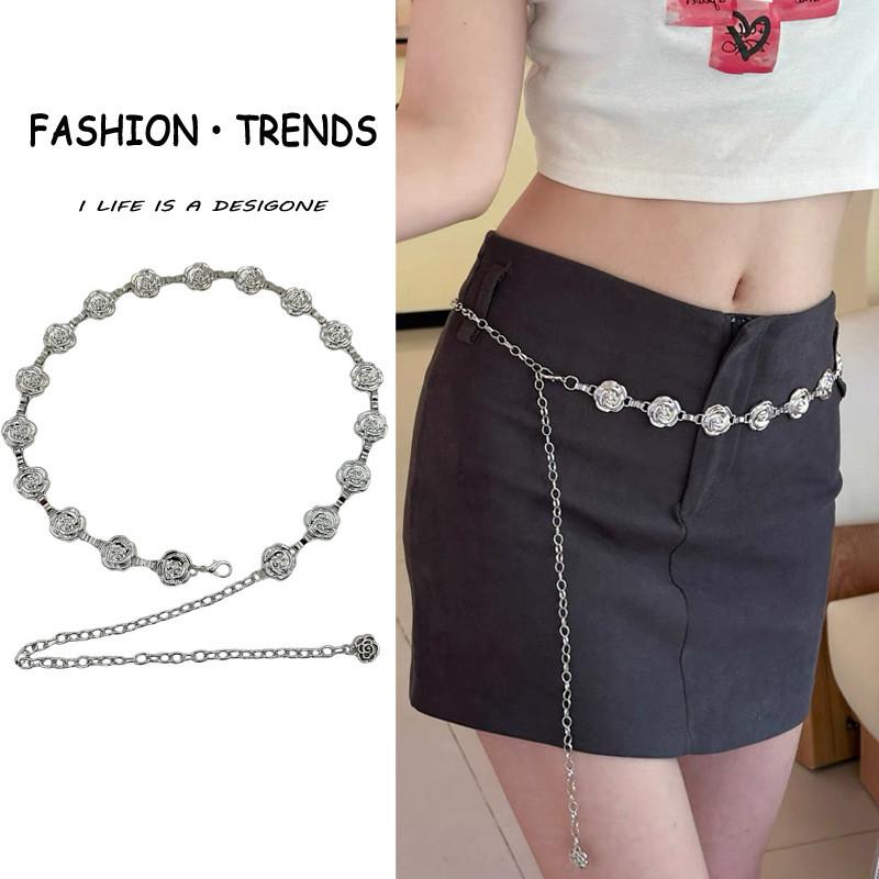Vintage Ethnic Style Metal Flower Waist Chain For Women Fashion Accessory Gift For Young Adults